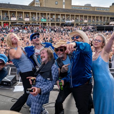 Terrorvision band photo at The Piece Hall with crowd